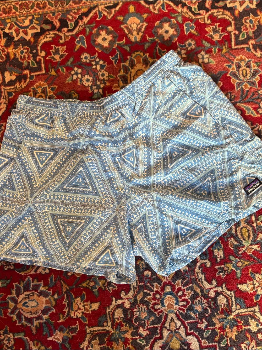 Patagonia Women’s Light Blue Geometric Athletic Shorts